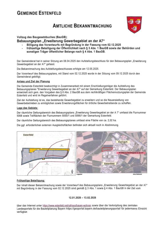 Erweiterung Gewerbegebiet an der A7